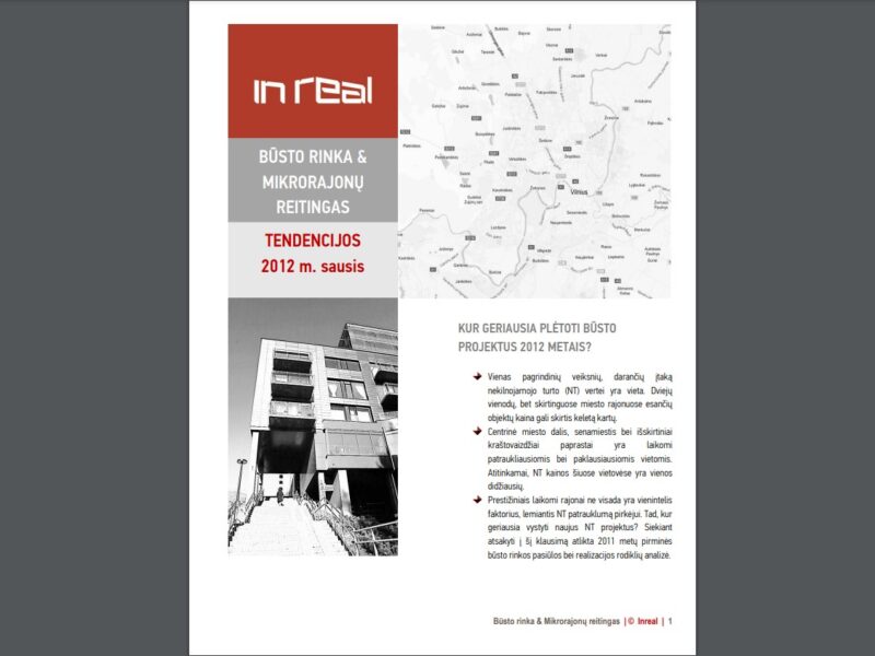 Būsto rinka ir mikrorajonų reitingas (Iš ciklo "Inreal NT rinkos tendencijos"). 2012 m. sausis.