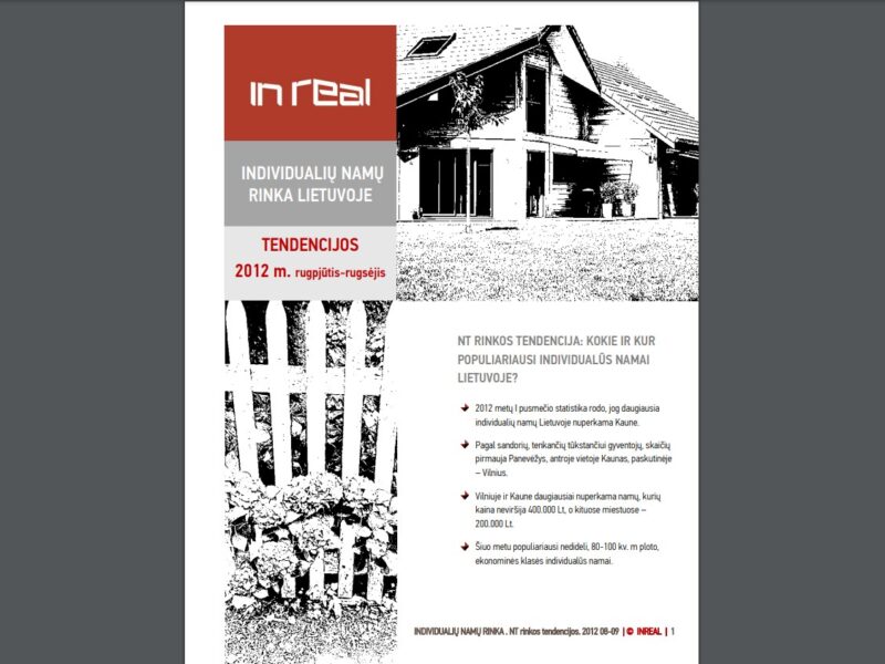 Individualių namų rinka (Iš ciklo "Inreal NT rinkos tendencijos"). 2012 m. rugpjūtis-rugsėjis